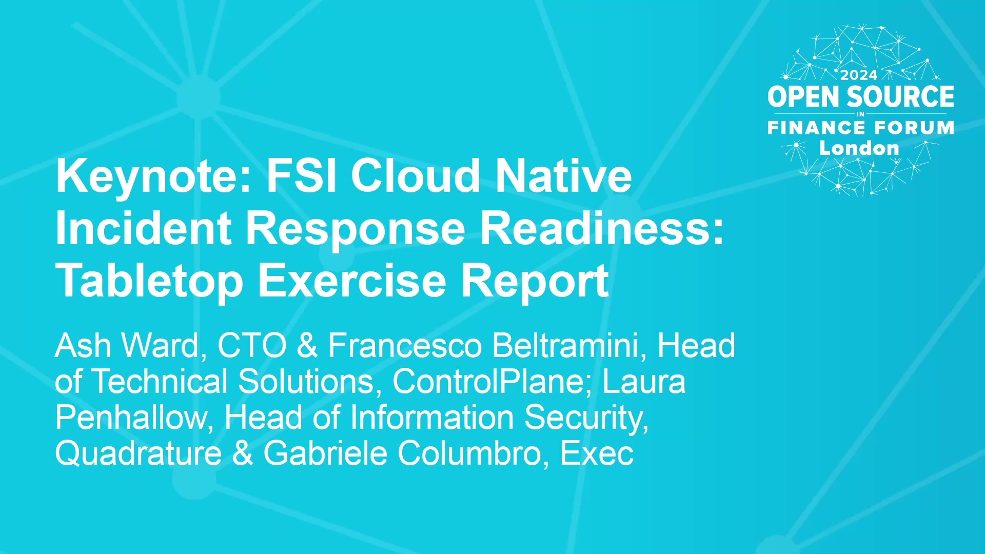 OSFF Keynote Insights: FSI Cloud Native Incident Response 